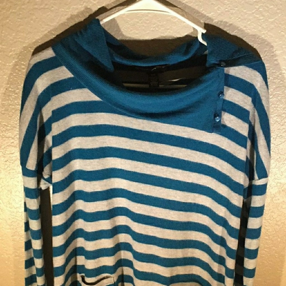French Laundry Sweater Blue & Gray Stripes Size L